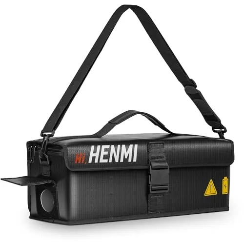 HENMI Ebike Akku Tasche, 1000 °C Feuerfest Zum Sicheren Lagern, Transportieren, Laden, 41 x 13 x 12 cm