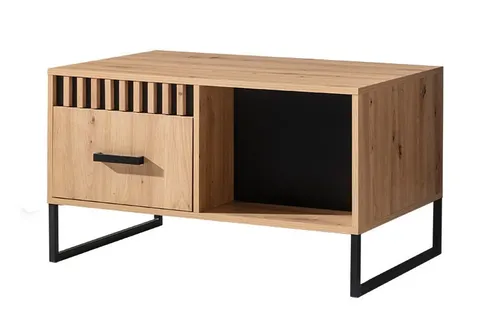 Couchtisch Lamelix Artisan Eiche 90x60cm mit 2 Schubladen - Moderner Couchtisch für das Wohnzimmer mit 2 praktischen Schubladen und pflegeleichter Oberfläche. Ideal für bis zu 4 Personen, bietet er eleganten Stauraum und ein ansprechendes Design.