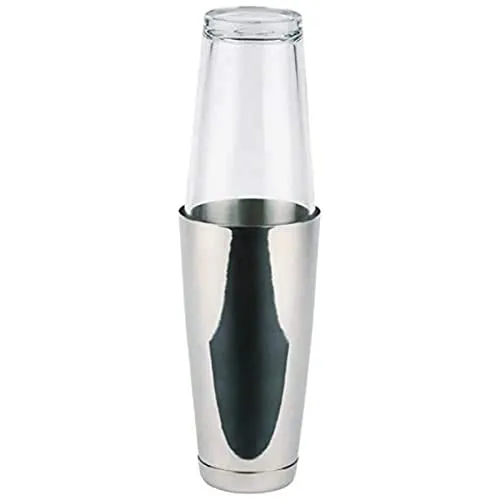 APS Boston Shaker, 700 ml Becher + 400 ml Glas, lebensmittelecht, spülmaschinenfest, edler Cocktailshaker, Edelstahl poliert