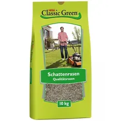 Classic Green Schattenrasen 10kg - Premium Rasensaat für schattige Standorte, strapazierfähig und ideal für trockene Lagen. Perfekte Mischung für dichte Grasnarbe in jedem Garten.