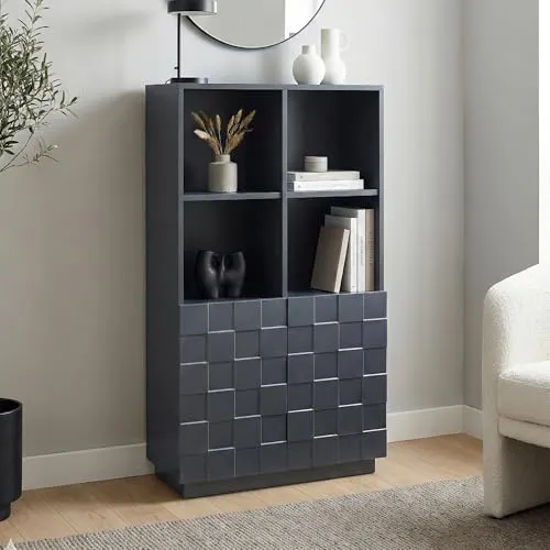 [en.casa] Highboard Bopibobro mit 3D-Front in Dunkelgrau