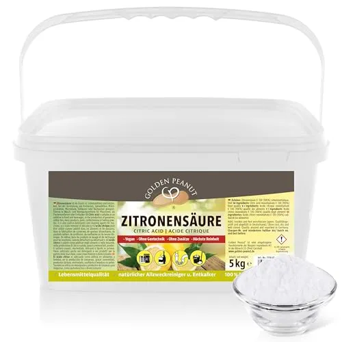 GOLDEN PEANUT Zitronensäure Pulver 5 kg E-330 reine Citronensäure, Lebensmittelqualität, natürlich reinigen entkalken