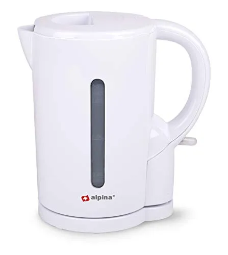alpina Wasserkocher - 1,7 Liter - 2200 Watt - Schnurloser Wasserkocher - Trockengehschutz - Weiß