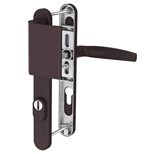 MS Beschläge Schmalrahmengarnitur mit Kernziehschutz, Braun RAL8019 - Türsicherungen mit hochwertigem Kernziehschutz und 92mm PZ-Lochung, ideal für Haustüren und Nebeneingangstüren. Inklusive 10mm Reduzierhülse und vielfältigen Ausführungen für optimale Sicherheit.