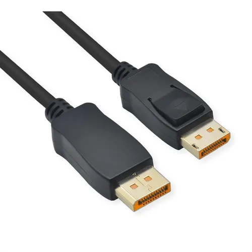 ROLINE DisplayPort Kabel v2.1 - 16K Auflösung bis 15360x8640 @60Hz, hochwertig geschirmt und rutschfestes Steckerdesign, 3 m schwarz