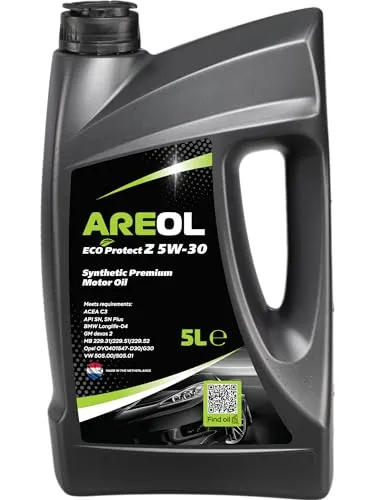 AREOL ECO Protect Z 5W-30 Motoröl, 5 Liter - Synthetisches Motoröl 5W-30, aschearm, ideal für Benzin- und Dieselmotoren mit Turboaufladung. Schützt bei niedrigen Temperaturen und verlängert die Lebensdauer von Abgasreinigungssystemen.