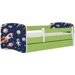 Raumhirsch Furniture Kinderbett Kosmos, Grün, 80x180 cm - Kinderzimmermöbel mit flexibler Schutzschiene für maximale Sicherheit und geräumiger Schublade für praktischen Stauraum. Ideal für ein modernes und gemütliches Kinderzimmer.