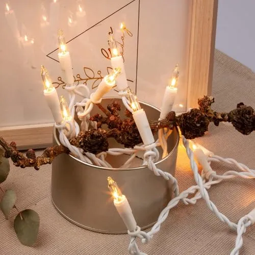 hellum Lichterkette innen 10er, 1,35m mini Lichterkette mit Stecker mit Schalter, für Weihnachtsbaum, Klassisch Strombetrieben, weißes Kabel, 831153