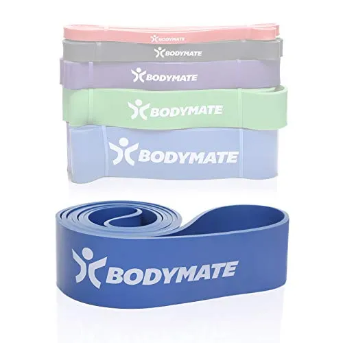 BODYMATE Fitnessband 208 cm, elastisches Widerstandsband aus Naturlatex, trainiert Kraft, Ausdauer, Koordination, Flexibilität UVM., für Anfänger & Profis, in Blau