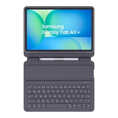 Samsung DK Slim BT Keyboard Cover für Galaxy Tab A11+ - Schwarz - Schlanke Bluetooth-Tastaturhülle für das Galaxy Tab A11+. Ideal für produktives Arbeiten unterwegs, mit intuitiven Funktionstasten und einfachem USB-C-Laden.