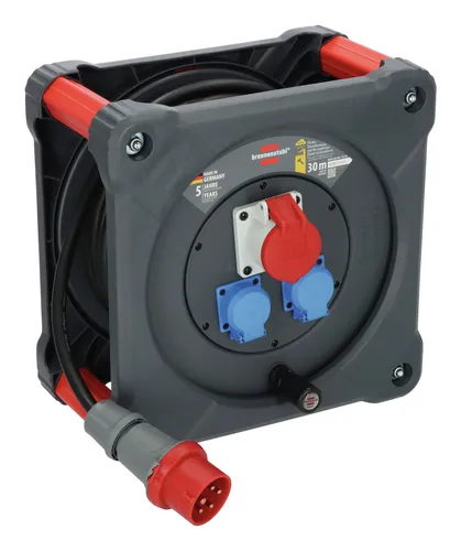 Brennenstuhl Professional Baustellen-Kabeltrommel KD 3200 C1 - Kabeltrommel für Baustellen mit 30m robustem Kabel, ideal für den ständigen Außeneinsatz dank IP44-Schutzart und Überhitzungsschutz.