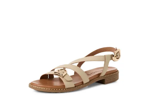 Tamaris Sandalette Blockabsatz, modische Riemchensandale in Beige, Größe 37 EU - Stylische Sandalette mit 2,5 cm Blockabsatz, aus hochwertigem Leder gefertigt. Ideal für den Sommer, bietet Komfort und trendiges Design für jeden Anlass.