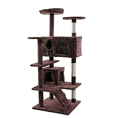 ESTEXO Katzenkratzbaum 130 cm – Spielbaum für Katzen - Aktivitätskratzbäume; Stabiler Kratzbaum mit 3 Liegeflächen und 2 Höhlen, ideal für Spiel und Entspannung Ihrer Katzen.