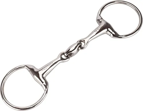 Equinate Olivenkopfgebiss Edelstahl 16mm doppelt gebrochen - Anatomisch geformtes, maulfreundliches Gebiss - Olivenkopfgebisse für Pferde, maulfreundlich mit sanfter Einwirkung, verhindert den Nussknacker-Effekt und bietet optimale Unterstützung.
