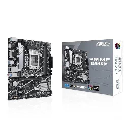 ASUS Prime B760M-K Gaming Mainboard - mATX, Intel LGA 1700, DDR5, PCIe 4.0 M.2, ultraschnelle Konnektivität und beeindruckende Aura Sync RGB-Beleuchtung