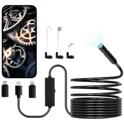 VEVOR Endoskopkamera mit Licht, 1920P HD für Android & iOS - Die VEVOR Endoskopkamera mit 8 LED-Leuchten und 5 m Kabel ist ideal für Inspektionen in schwer zugänglichen Bereichen. Wasserdicht nach IP67 und mit 2-fachem Zoom für klare Bilder.