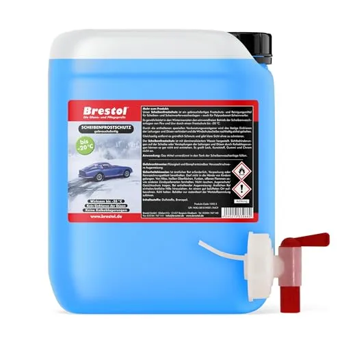 Brestol Scheibenfrostschutz 25 Liter gebrauchsfertig -20 °C inkl. Auslaufhahn 61 mm - Waschanlagenzusatz Antifrost Anti-Frost Klarsicht Enteiser Scheibenenteiser Klare Sicht