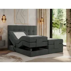 MKS MEBLE Boxspringbett Vittoria 140 x 200 cm elektrisch verstellbar - Betten mit individuell einstellbaren 7-Zonen Taschenfederkernmatratzen, zwei Fernbedienungen und zusätzlichem Komfort durch T25-Topper für besten Schlaf.