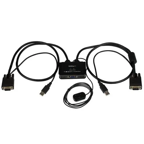 StarTech.com 2 Port VGA USB KVM Switch - Praktischer VGA KVM Umschalter mit Fernumschaltung - KVM-Switch für bis zu 2048 x 1536 Auflösung, platzsparendes Design und einfache Umschaltung zwischen PCs per Drucktaste oder Hotkeys. Ideal für effizientes Arbeiten.