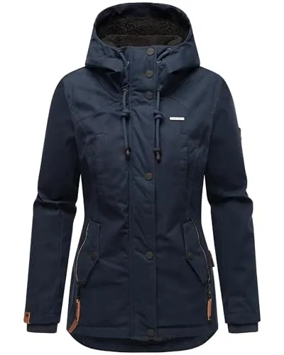 MARIKOO Damen Winterjacke mit Teddyfleece Kapuze - Funktionsjacke mit stylischem Design und kuscheligem Teddyfleece-Innenfutter, ideal für kalte Tage. Robustes, wasserabweisendes Material und taillierter Schnitt sorgen für Komfort und Wärme.