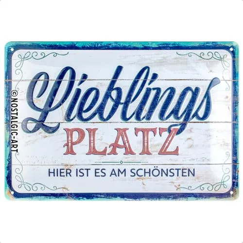 Nostalgic-Art Retro Blechschild, 20 x 30 cm, Lieblingsplatz – Geschenk-Idee für Dein Zuhause, aus Metall, Vintage Design mit Spruch, Blechschilder Sprüche