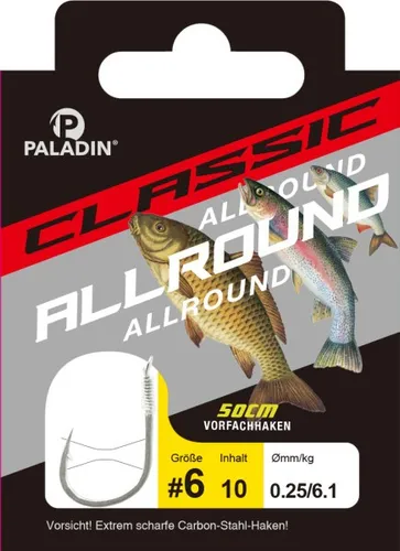 Paladin Allroundhaken gebunden Größe 10 - 50 cm 10 Stück gunsmoke Angelhaken