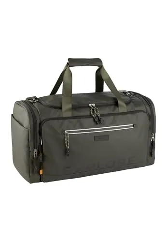 Camel Active Explore Weekend Bag 56 cm - Khaki - Sporttaschen aus wasserabweisendem, recyceltem Nylon mit reflektierenden Reißverschlüssen für optimale Sichtbarkeit und Funktionalität auf Reisen.