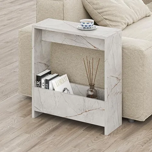 HOCUS PICUS Beistelltisch mit Zeitschriftenregal - Beistelltisch fürs Wohnzimmer mit integriertem Zeitschriftenregal, kompakte Maße 55 x 20 x 60 cm, ideal für kleine Räume und einfache Montage.