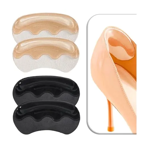 VivoFoot 4 Paar Anti-Rutsch-Ferseneinlagen für Schuhe zu groß, Gel-Ferseneinlagen & Füllstoffe für lose Schuhe, selbstklebende Rückseite der Fersenkisseneinsätze, Fersenblasenschutz für Damen und
