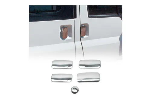 Türgriffe Blenden für Ford Transit 2000-2014 Doppeltür 4-Tür Chrom 5tlg - Hochwertige Türgriffabdeckungen aus rostfreiem Edelstahl, einfach zu installieren und pflegeleicht. Schützen Sie Ihr Fahrzeug und verleihen Sie ihm einen stilvollen Look.