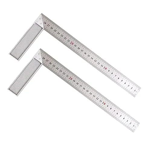 FEMONGY Anschlagwinkel, 2 Stück 30cm Rechter Winkel Schreinerwinkel mit Anschlag, Aluminiumlegierung Millimeterskala Messlayout Winkel Werkzeug für Tischler Ingenieur