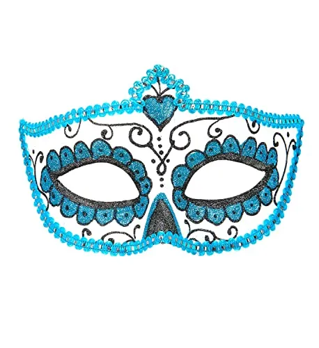 W WIDMANN MILANO Party Fashion 03851 - Augenmaske Dia de los Muertos mit Glitter, Tag der Toten, Maskenball, Motto-Party, Karneval, Halloween
