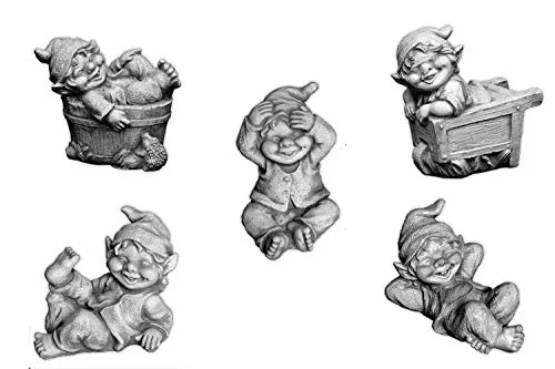 Gartendekoparadies.de Gartenfigur 5er Set Gnom Familie in grau von gartendekoparadies