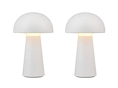 2er Set wiederaufladbare Outdoor Akku Tischleuchten - Höhe 21cm Weiß - Tischlampen für Außenbereiche, mit 4-fach touch Dimmer und IP44 Schutz, ideal für stimmungsvolle Beleuchtung im Garten oder auf der Terrasse.