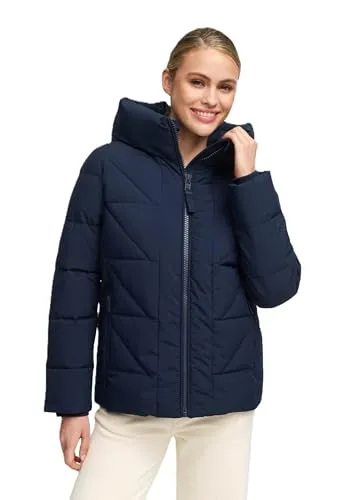 MARIKOO Damen Winterjacke N076 - Fleecegefüttert, Kapuze, Navy Größe XL - Hochwertige Winterjacke mit Kapuze und fleecegefüttertem Innenbereich für besten Tragekomfort. Praktische Reißverschlusstaschen bieten sicheren Stauraum. Erhältlich in verschiedenen Größen und Farben für jeden Style.