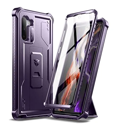 Dexnor Kompatibel mit Samsung Note 10 Hülle, [Eingebaute Displayschutzfolie und Ständer] Heavy Duty Military Grade Protection Stoßfeste Schutzhülle Kompatibel mit Samsung Note 10 - Violett
