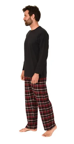 Normann Herren Schlafanzug Lang - Karo Pyjama mit Flanell-Hose - Schlafanzüge für Herren, aus weichem Flanell für optimalen Komfort, perfekt zum Entspannen oder Schlafen, mit zeitlosem Karo-Muster und bequemer Passform.