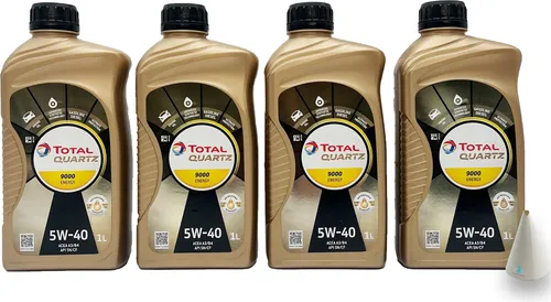 Total Quartz 9000 Energy | 5W-40 | 4 L | MB 229.5 | VW 502.00 / 505.00 | Porsche A40 | mit Trichter