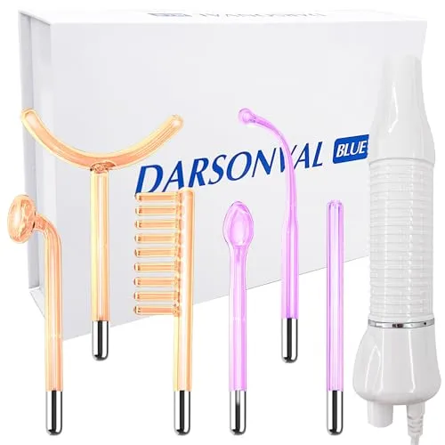 Hochfrequenzstab Gesicht, 6 Neon Argon Hochfrequenz Hf Stab Geraet Portabler, Tragbare Hochfrequenz Hautstraffung Acne Spot Falten Remover Geschwollene Augen, Körperpflege, Gesichtsmassagegerät