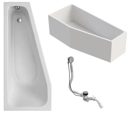 Schulte Badewanne Modell KV, Sanitäracryl, 170x75 cm, Weiß, inkl. Ablaufgarnitur und Wannenträger, Komplett-Set