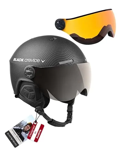 Black Crevice Skihelm Arlberg mit 2 Visier, Carbon schwarz/grau, S/M