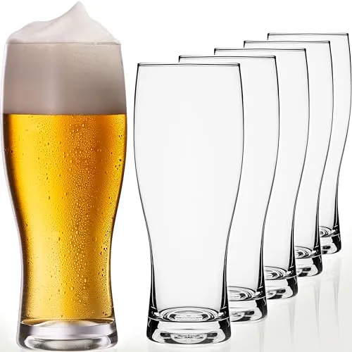 PLATINUX Biergläser 500ml (max. 640ml) aus Glas Set 6-Teilig Bierseidel Weizengläser hohes Bierglas 0,5L
