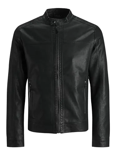 JACK & JONES Male Kunstlederjacke - Funktionsjacke aus 100% Polyester mit Regular Fit, ideal für stilvolle Looks und vielseitige Freizeitaktivitäten.