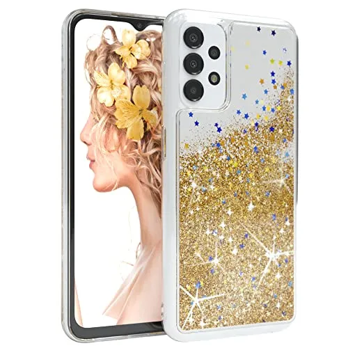 EAZY CASE Hülle kompatibel mit Samsung Galaxy A13 (4G / 5G) Schutzhülle mit Flüssig-Glitzer Handyhülle Schutzhülle Back Cover mit Glitter Flüssigkeit TPU/Silikon Transparent/Durchsichtig Gold