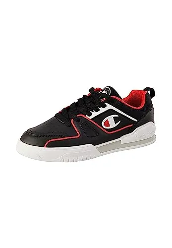 Champion Herren 3 Point Low Sneakers, Schwarz Weiß Rot Kk002, 45 EU