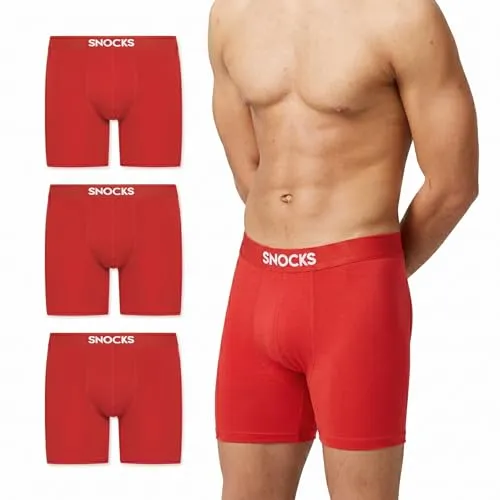 Snocks Lange Boxershorts Herren aus Bio-Baumwolle (3er Pack) - Komfortabel und Atmungsaktiv für Sport und Alltag - 3er Set in Größe XXL, ideal für den täglichen Einsatz. Die langen Boxershorts bieten optimalen Halt und verhindern das Hochrutschen. Hergestellt aus 95% Bio-Baumwolle für ein angenehmes Tragegefühl ohne störende Etiketten.