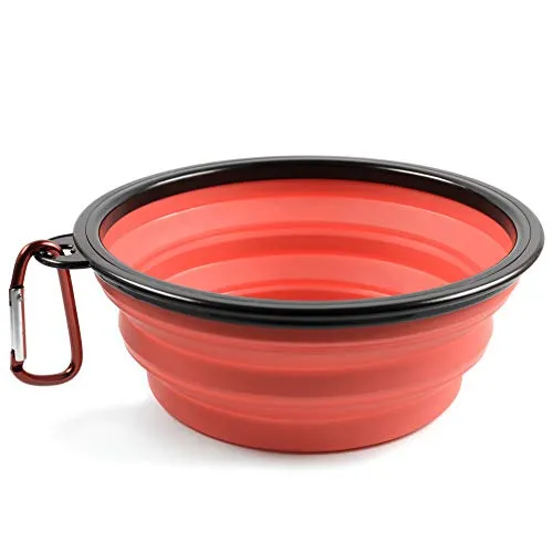 PhoneNatic Faltbarer Silikon-Hundenapf in rot, Reisenapf für Hunde und Katzen mit Karabiner -, XL, rot, 1000 ml, 60014340