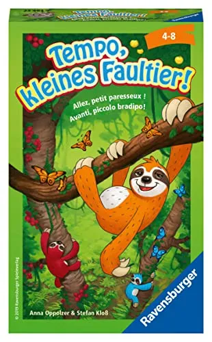 Ravensburger 23463 Tempo, kleines Faultier! - Gesellschaftsspiel für Kinder ab 4 Jahren, fördert strategisches Denken und Spaß beim Wett-Klettern der Faultiere in der Hängematte!