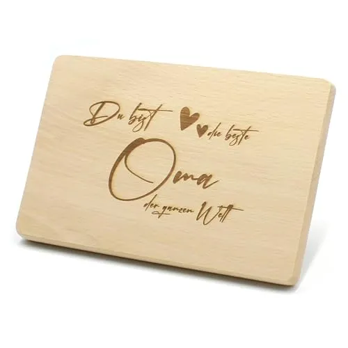 Frühstücksbrettchen für die Oma zum Muttertag/Geburtstag Essbrett Schneidbrett Holz Brotzeitbrett (Beste Oma)