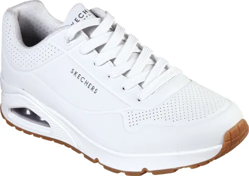 Skechers Herren Uno Stand On Air Sneaker - Weiße Durabuck-Trim, 44 EU - Herren-Sneaker mit luftgekühltem Memory-Schaum für höchsten Komfort und flexible, leichte Laufsohle für ein angenehmes Tragegefühl.